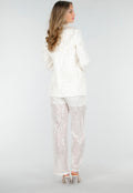 Witte Pailletten Set met Blazer en Rechte Broek