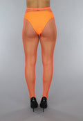 Oranje Netpanty met Medium Fishnet
