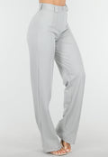 Lichtgrijze Pantalon met Stretch en Rechte Pijpen