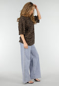 Bruin Oversized Cheetahprint T-Shirt met Korte Mouwen
