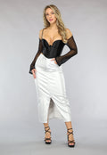 Redial Jeans  Zilveren Metallic Midi Rok met Split