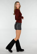 Bordeaux Top met Cut Out Detail