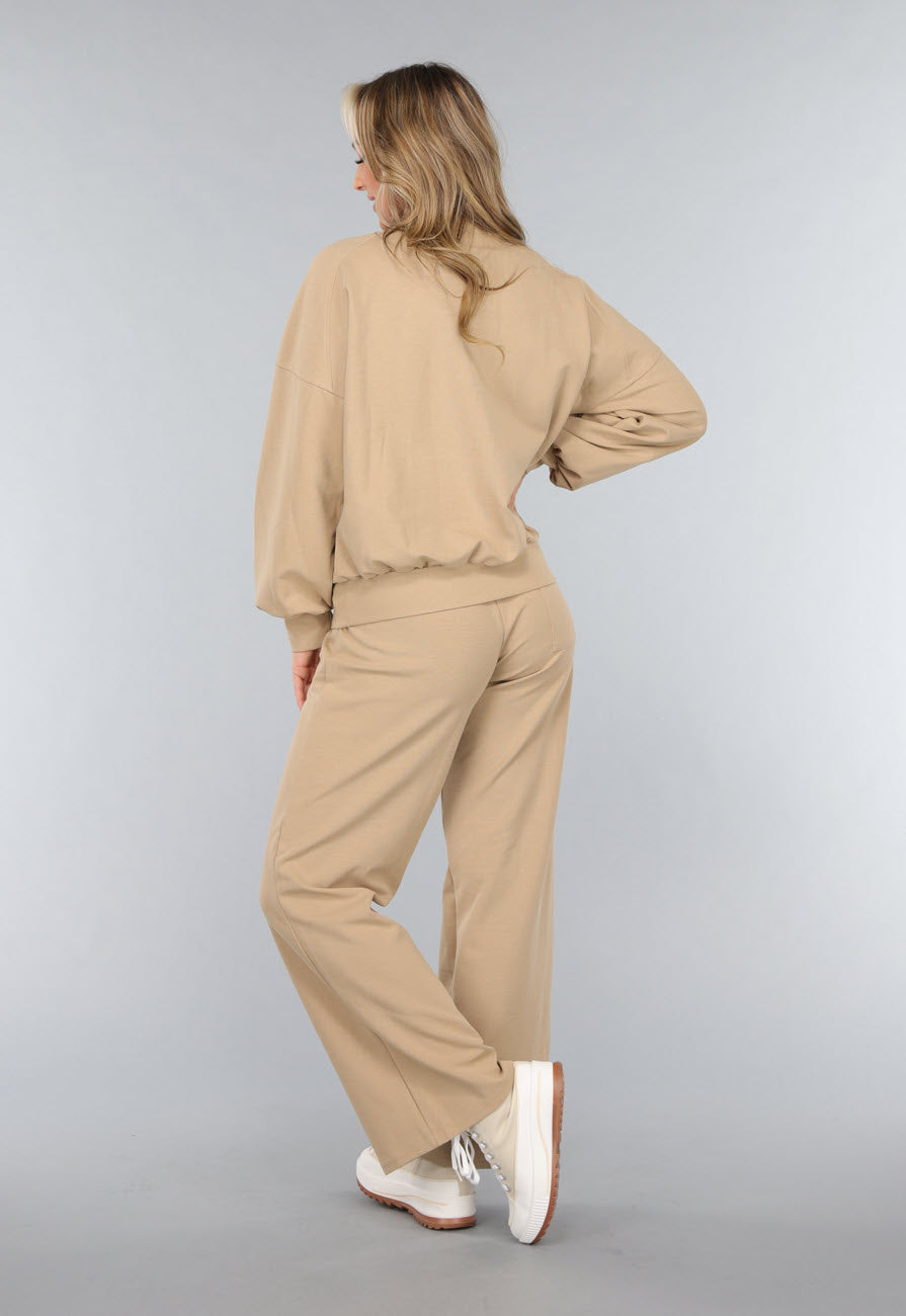 Beige Wide Leg Joggingbroek