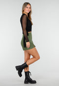 Skort Army Green met Stretch en Splitjes