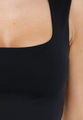 Zwarte Body met Vierkante Hals en Brede Bandjes