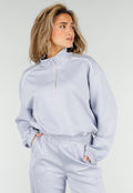 Lichtblauwe Sweater met Halve Rits en Elastische Boorden
