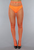 Oranje Netpanty met Medium Fishnet