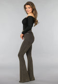 Zwarte One Shoulder Ribstof Top met Shimmer