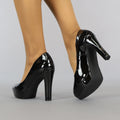 Zwarte Lak Pumps met Plateau