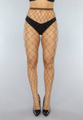 Bruine Visnet Panty met Extra Groot Patroon