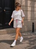 Grijze Polkadot Two Piece Set met T-Shirt en Shorts