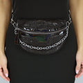 Zwarte Glitter Crossbody Tas met ketting