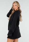 Zwarte Gebreide 2-Piece Set met Trui en Rok