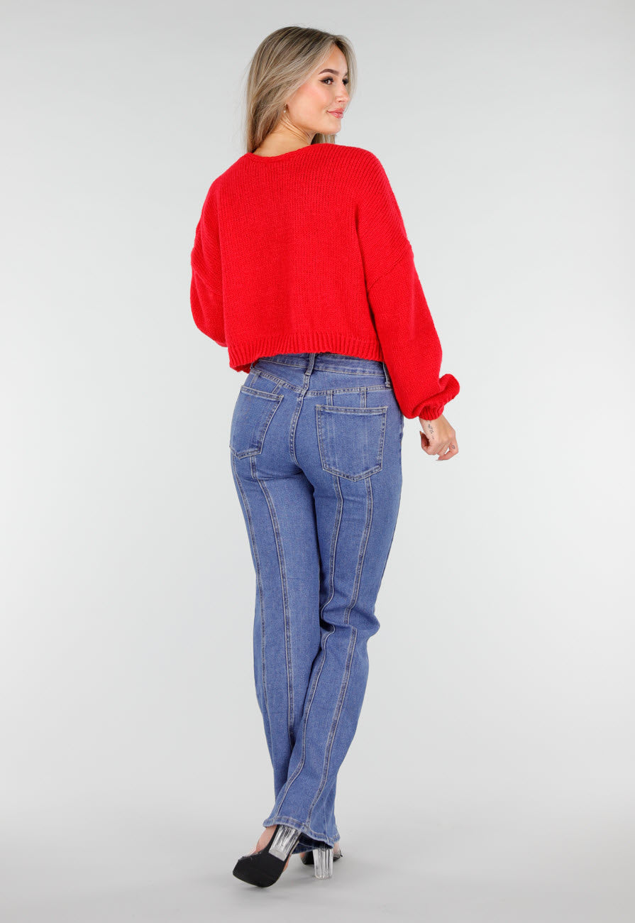 Redial Jeans  Blauwe Stretch Jeans met Rechte Pijpen en Verticale Stiknaden