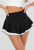 Zwarte Ruffle Skort met Contrasterende Zoom