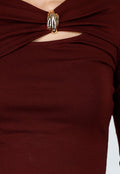 Bordeaux Top met Cut Out Detail