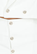Witte Mini Rok met Overslag en Goudkleurige Knopen