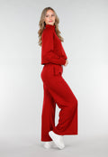 Bordeauxrode Cropped Lounge Trui met Halve Rits en Hoge Kraag