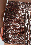 Bruin Bronzen Pailletten Rok Set met Top