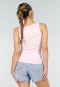 Roze Rib Tank Top met Glitters en Aansluitende Pasvorm