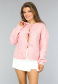 Roze Gebreid Strikjes Vest