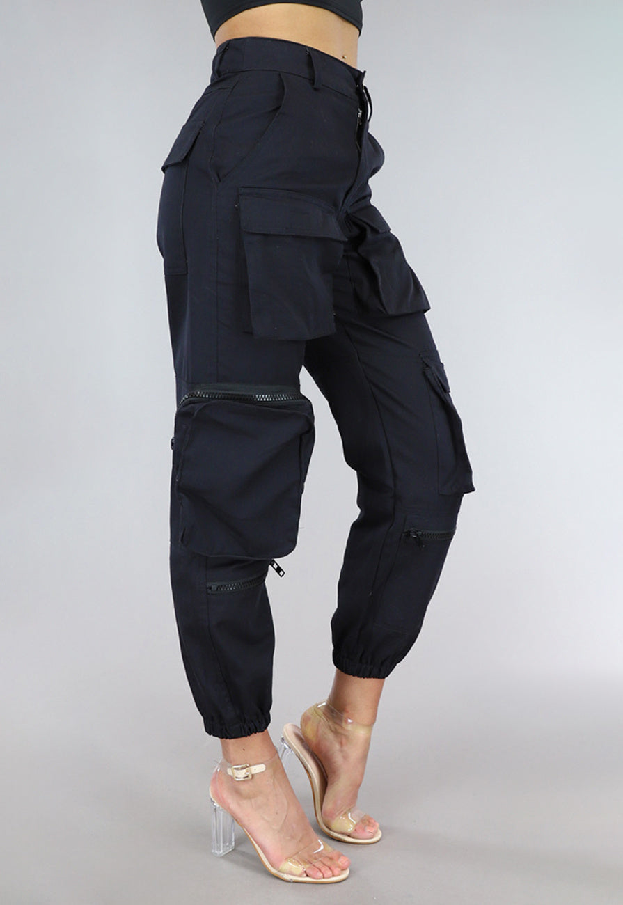 Zwarte Cargo Broek met Zakken