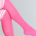 Roze Strass Sokken met Witte Strepen
