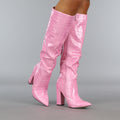 Roze Croco Laars met Spitse Neus