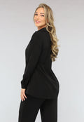Zwarte Stretchy Wide Leg Two Piece
