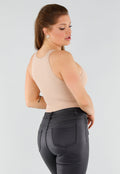 Nude String Body Mouwloos met Hoge Hals