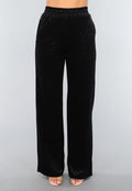 Zwarte Fluwelen Wide Leg Panterprint Broek