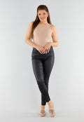 Nude String Body Mouwloos met Hoge Hals