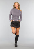 Grijze Geplooide One Shoulder Top