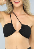 Zwarte Bandeau Bikini Top met Strikdetail