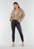 Taupe Teddy Instappers met Goudkleurig Detail
