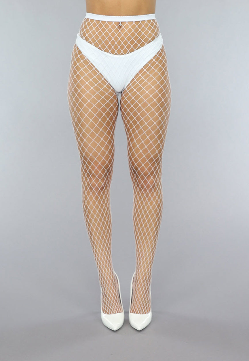 Witte Grote Visnet Panty