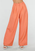 Coral Petite Pantalon met Wijde Pijpen en Plooien