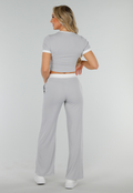Grijze Two Piece Set met Lange Broek en Korte Top met Colorblockingdetails