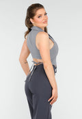 Getailleerd Grijs Gilet met Knopen en Strik Achterkant