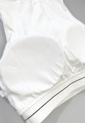 Witte Sportset met Plissé Skort en Crop Top met Gestreepte Band