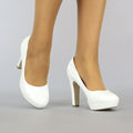 Witte Lak Pumps met Plateau