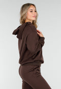 Donkerbruine Jogging Set met Capuchon en Trekkoord