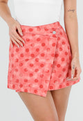Roze Denim Rok met Rode Stippen en Overslag Sluiting