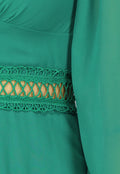 Groene Ruffle Jurk met Pofmouwen