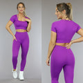 Paarse Sporttop met Vierkante Hals en Straps