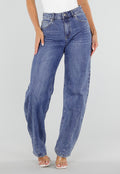 Blauwe Barrel Jeans met Lichte Stretch