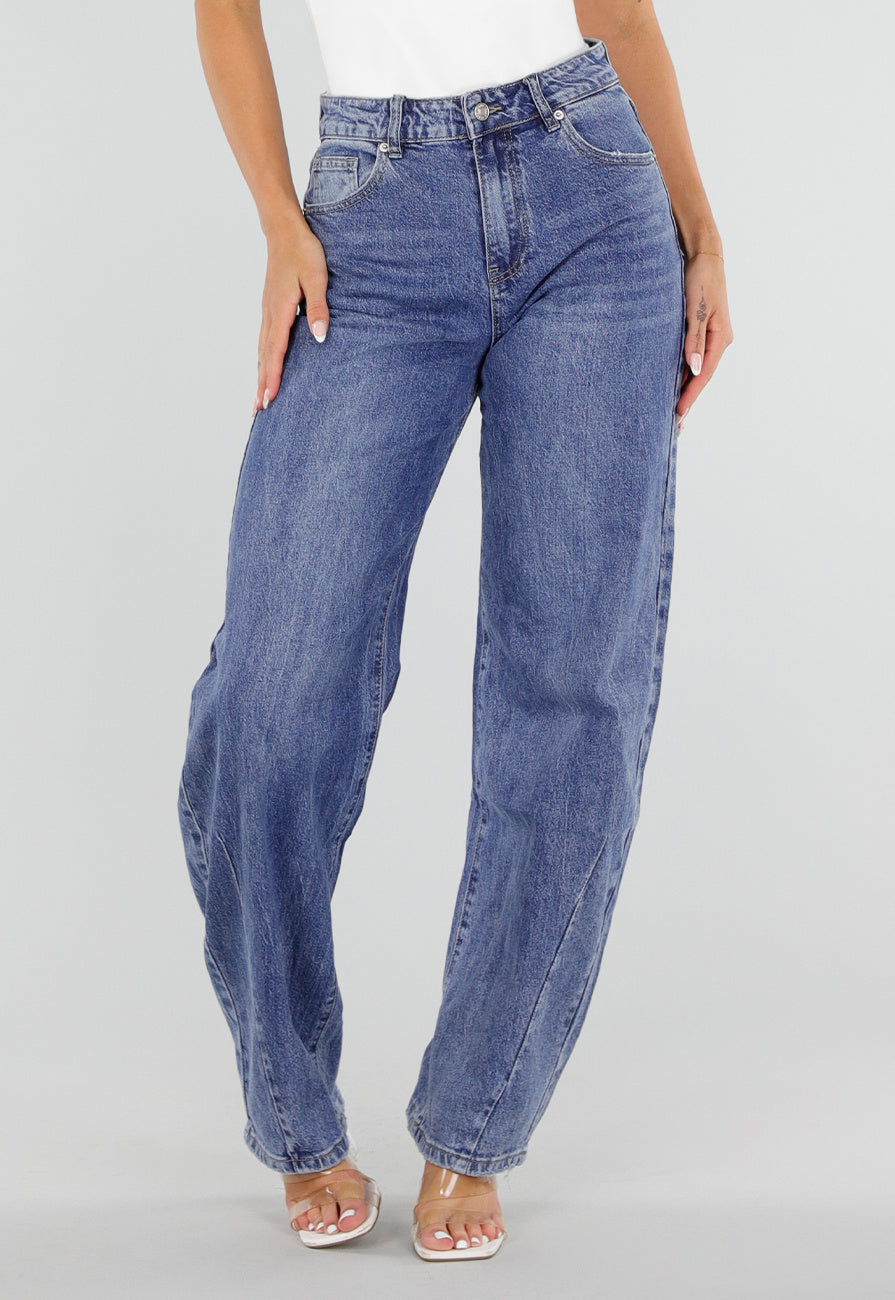 Blauwe Barrel Jeans met Lichte Stretch