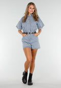 Blauwe Denim Playsuit met Stretch Taille