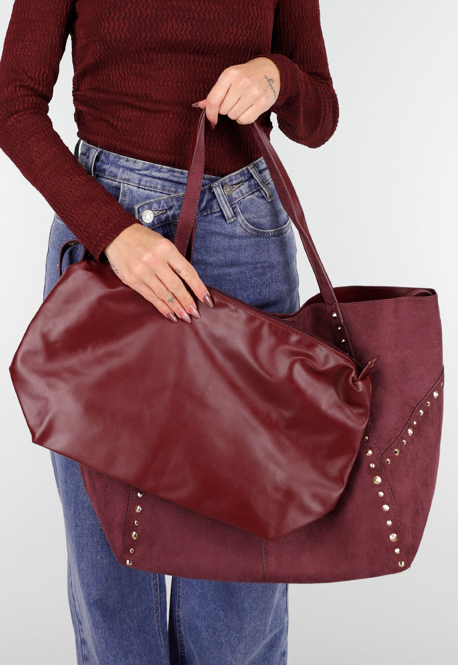 Tote Tas met Studs en Bijpassende Binnenpouch