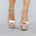 Gouden Sandaletten met Plateau en Hoge Stiletto Hak